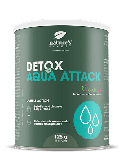 Detox Aqua Attack , Αδυνάτισμα , Μείωση της κατακράτησης υδάτων , Φόρμουλα Cactinea™ , +27% Αποβολή υδάτων , Indicaxanthin , Φυσικό , 125g
