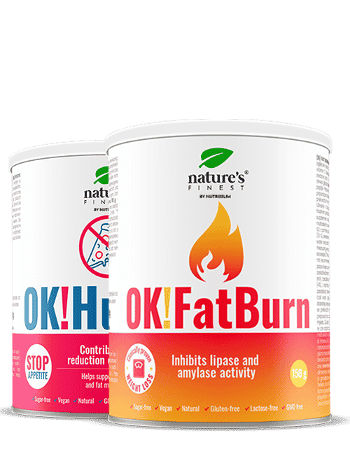 OK!FatBurn + OK!Hunger , Πακέτο απώλειας βάρους , Αποκλειστής υδατανθράκων και λίπους , Αναστολέας όρεξης , ID-alG™ , Κλινικά αποδεδειγμένο , 300g