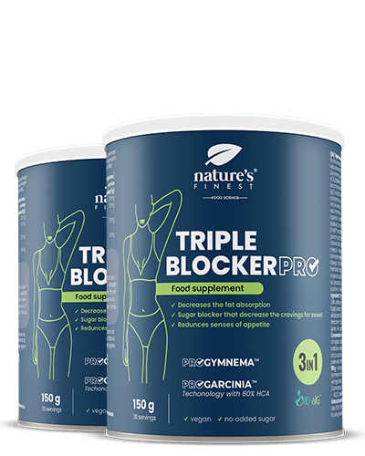 Triple Blocker Pro 1+1 , Αναστολέας υδατανθράκων , Αναστολέας ζάχαρης , Λιποδιαλυτής , Gymnema Sylvestre , HCA , 300g