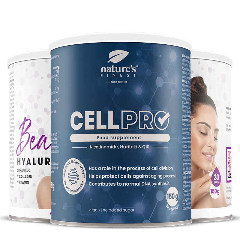 Cell Pro | Ποτό για Υγιές Γήρας με Νικοτιναμίδη B3, Ψευδάργυρο, Haritaki | σε πακέτο με Υαλουρονικό οξύ | από την Nature's Finest