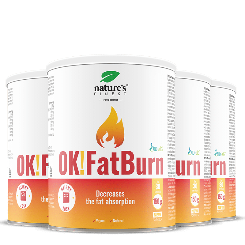 100% Ποτό FatBurn | 4x OK!FatBurn® | με ID-Alg® και L-Καρνιτίνη | Καλύτερα Προϊόντα Καύσης Λίπους στην Ελλάδα | από Nature's Finest